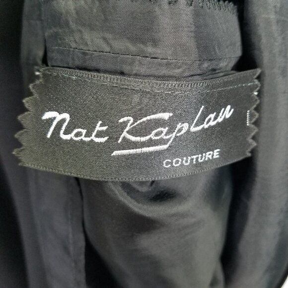 Vtg Nat Kaplan Couture Shift Dress 14 Black Long Sleeve Layered Ribbon Bow 80's - Picture 13 of 16